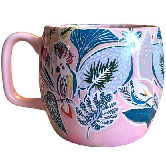 NWOT Retired OPALHOUSE MUG Away from My Desk Tropical Floral Cockatoo Stoneware - Picture 5 of 16
